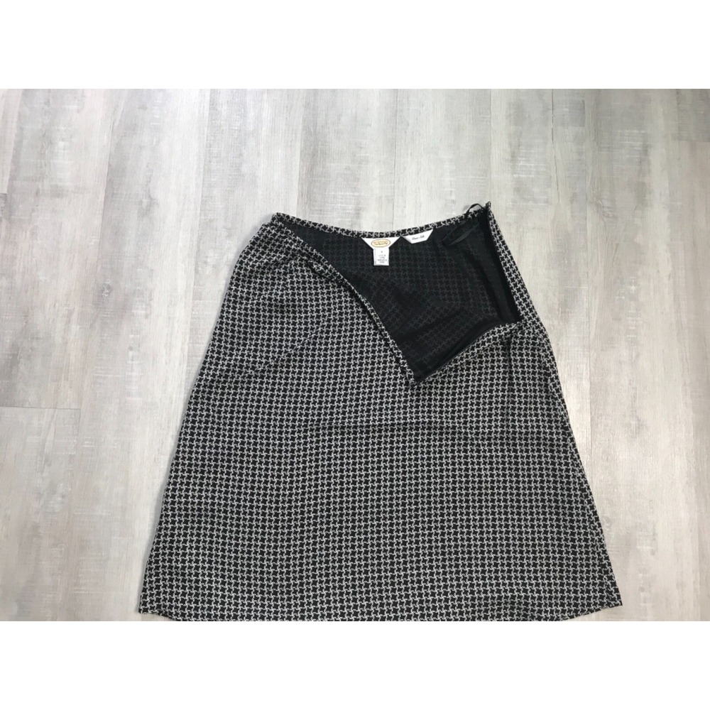 Talbots Womans Size 8 100% Pure Silk A-Line‎ Skirt Lined Side Zip Black, White - Picture 2 of 12